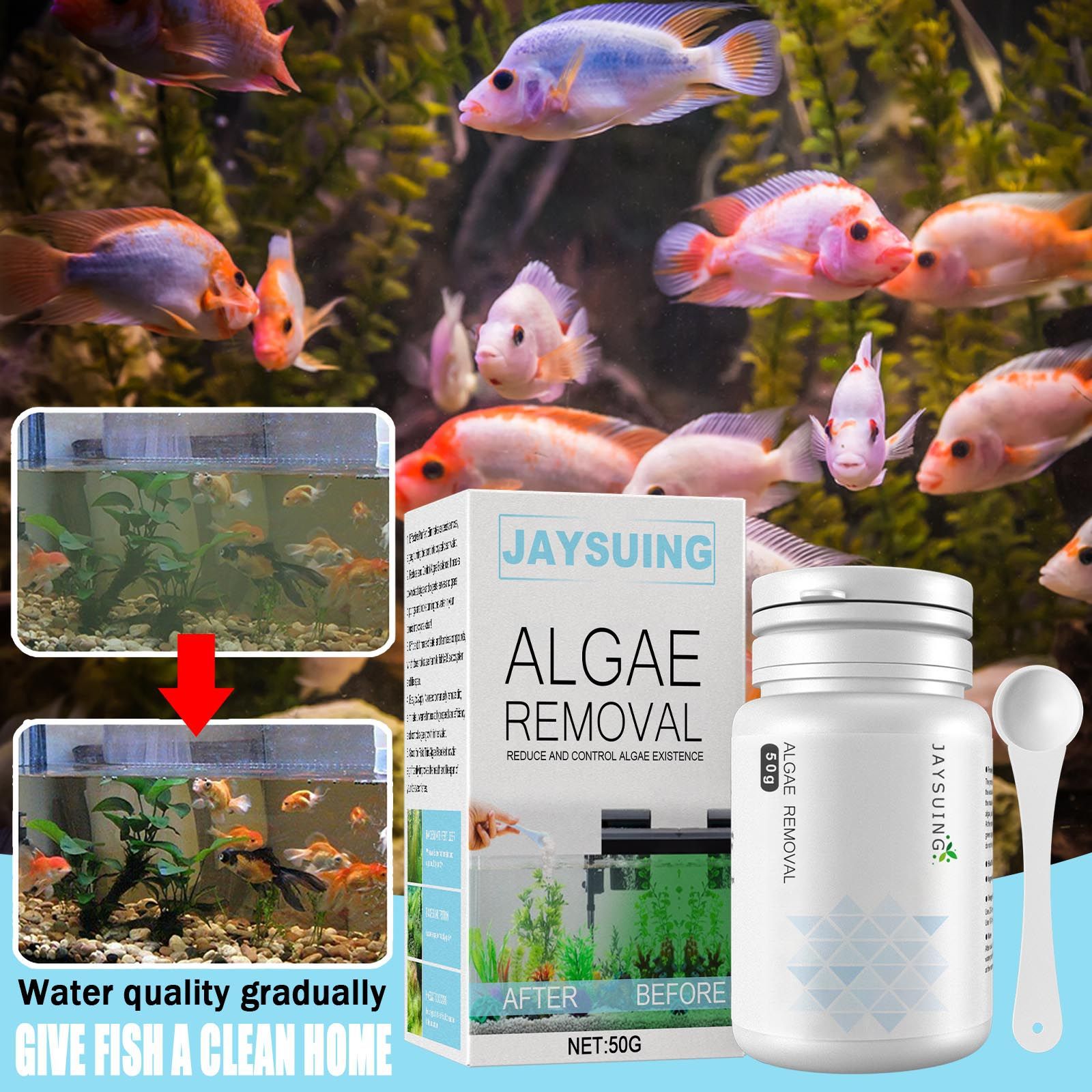 Aquarium Moss - Aquarium Algenverwijderaar Poeder, Algen- en Mosbestrijdingsmiddel,